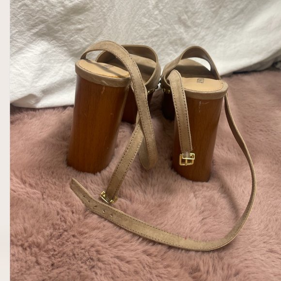 ⭐️ Wooden Block Boho Modern Classy Chic Glam Wood Hipster Elegant Strap Heels - Picture 8 of 11